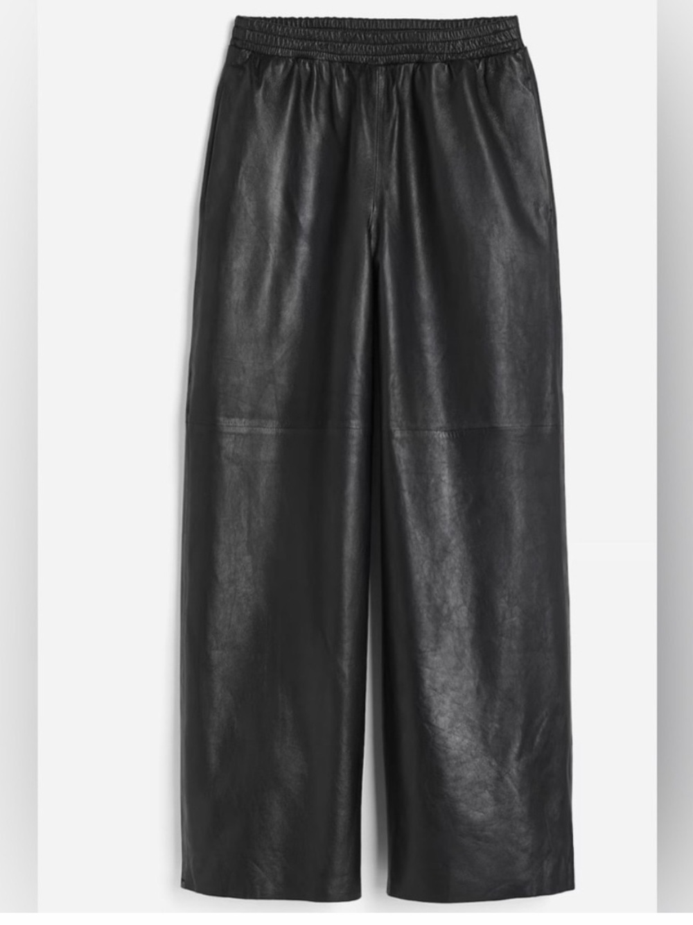 HM Black Faux Leather Wide-Leg Pants